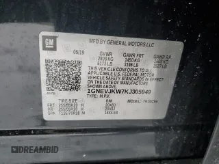2019 Chevrolet Traverse RS with VIN 1GNEVJKW7KJ305949, listed as a Copart auction lot 45947775 with 172,597 mi miles and Salvage Title. Bid and sale history available at carsss.com. Image 15.