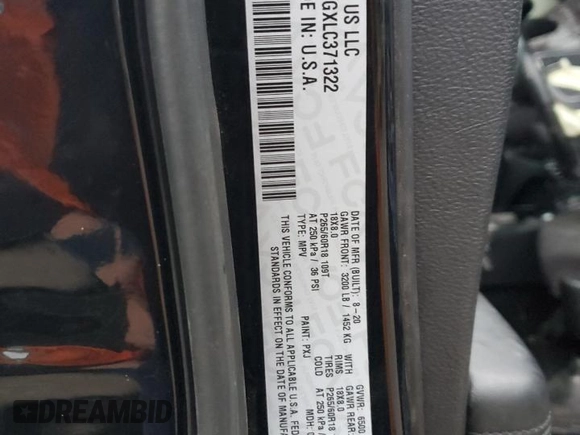 2020 Dodge Durango Pursuit with VIN 1C4RDJFGXLC371322, listed as a Copart auction lot 85809124 with 55,155 mi miles and Salvage title. Bid and sale history available at DreamBid. Image 13.
