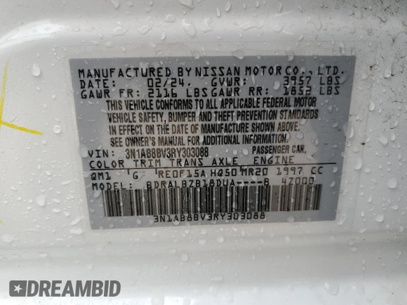2024 Nissan Sentra S with VIN 3N1AB8BV3RY303088, listed as a Copart auction lot 48216765 with 17,272 mi miles and Salvage Title. Bid and sale history available at carsss.com. Image 12.