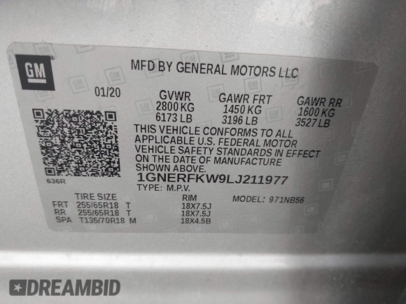 2020 Chevrolet Traverse LS с VIN 1GNERFKW9LJ211977, выставлен на аукционе IAAI как лот 42406380 с пробегом 156 720 миль миль и . История ставок и продаж доступна на DreamBid. Изображение 9.