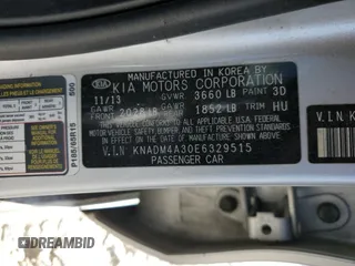 2014 Kia Rio LX with VIN KNADM4A30E6329515, listed as a Copart auction lot 52415295 with 231,991 mi miles and Salvage Title. Bid and sale history available at DreamBid. Image 13.