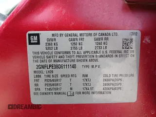 2013 Chevrolet Equinox LT z VIN 2GNFLPE38D6111140, wystawiony jako IAAI lot #41850186 z przebiegiem 65 642 mil mil oraz . Historia ofert i sprzedaży dostępna na DreamBid. Obrazek 9.
