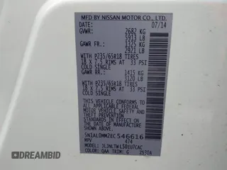 2014 Infiniti QX60 with VIN 5N1AL0MM2EC546616, listed as a IAAI auction lot 42134695 with 85,352 mi miles and . Bid and sale history available at DreamBid. Image 9.