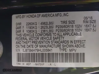 2017 Acura RDX w/Advance Pkg with VIN 5J8TB4H79HL005841, listed as a IAAI auction lot 41489042 with 113,626 mi miles. Bid and sale history available at carsss.com. Image 9.