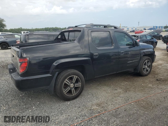 2014 Honda Ridgeline Sport with VIN 5FPYK1F75EB001197, listed as a Copart auction lot 65932295 with 121,862 mi miles and Salvage title. Bid and sale history available at DreamBid. Image 3.
