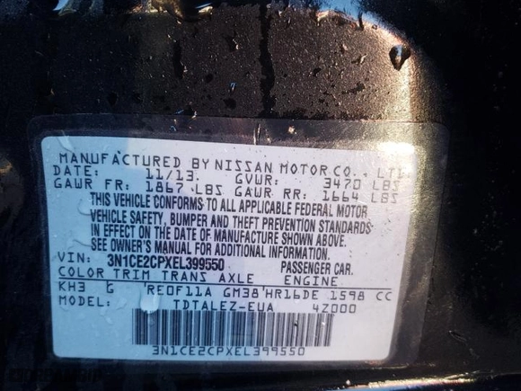 2014 Nissan Versa Note SV with VIN 3N1CE2CPXEL399550, listed as a Copart auction lot 42740945 with 127,153 mi miles and Salvage Title. Bid and sale history available at carsss.com. Image 12.