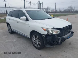 2015 Infiniti QX60 with VIN 5N1AL0MN7FC550851, listed as a IAAI auction lot 41572103 with 164,676 mi miles. Bid and sale history available at carsss.com. Image 1.
