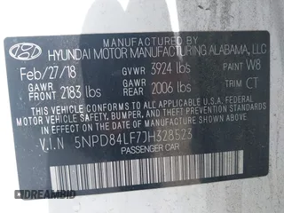 2018 Hyundai Elantra SEL with VIN 5NPD84LF7JH328523, listed as a IAAI auction lot 42066704 with 59,721 mi miles and . Bid and sale history available at DreamBid. Image 9.
