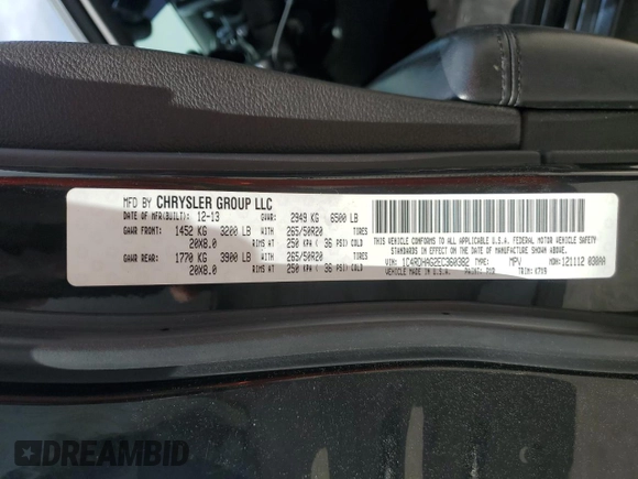 2014 Dodge Durango SXT with VIN 1C4RDHAG2EC360382, listed as a Copart auction lot 50209705 with 176,545 mi miles and Salvage Title. Bid and sale history available at carsss.com. Image 13.