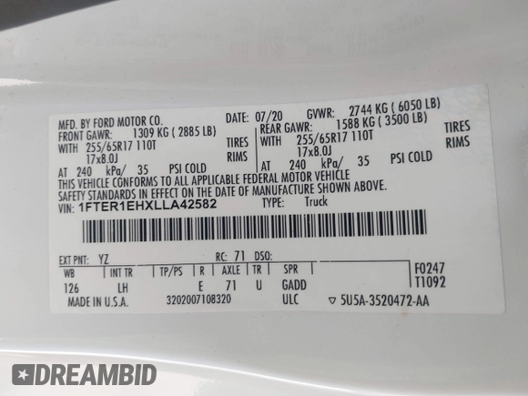 2020 Ford Ranger XL с VIN 1FTER1EHXLLA42582, выставлен на аукционе IAAI как лот 42349687 с пробегом 111 526 миль миль и . История ставок и продаж доступна на DreamBid. Изображение 9.