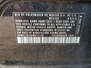 2014 Volkswagen Jetta TDI with VIN 3VWPL7AJ3EM617108, listed as a Copart auction lot 75106114 with 124,580 mi miles and Non repairable. Bid and sale history available at DreamBid. Image 12.