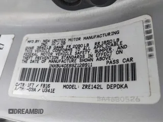 2009 Toyota Corolla with VIN 1NXBU40E89Z128911, listed as a IAAI auction lot 42714988 with 215,416 mi miles and . Bid and sale history available at DreamBid. Image 9.
