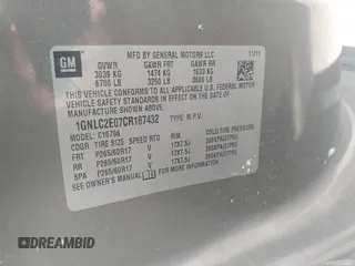 2012 Chevrolet Tahoe Commercial with VIN 1GNLC2E07CR187432, listed as a IAAI auction lot 42126539 with 169,607 mi miles and . Bid and sale history available at DreamBid. Image 9.
