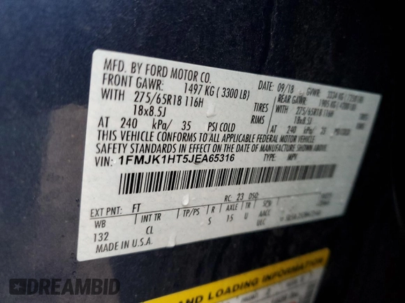 2018 Ford Expedition Max XLT with VIN 1FMJK1HT5JEA65316, listed as a Copart auction lot 42807915 with 114,395 mi miles and Clean title. Bid and sale history available at DreamBid. Image 14.