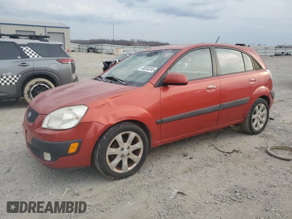 2008 Kia Rio LX with VIN KNADE163X86344872, listed as a Copart auction lot 48530245 with 166,909 mi miles and Salvage Title. Bid and sale history available at carsss.com. Image 1.