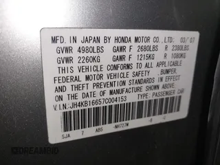 2007 Acura RL Technology with VIN JH4KB16657C004153, listed as a IAAI auction lot 42206466 with 333,860 mi miles and . Bid and sale history available at DreamBid. Image 9.