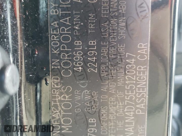 2014 Kia Cadenza Premium with VIN KNALN4D75E5120347, listed as a Copart auction lot 72796524 with 116,104 mi miles and Salvage Title. Bid and sale history available at carsss.com. Image 13.