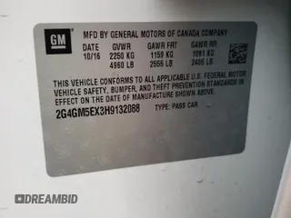 2017 Buick Regal with VIN 2G4GM5EX3H9132088, listed as a Copart auction lot 47396965 with 34,174 mi miles and Non Repairable. Bid and sale history available at carsss.com. Image 13.