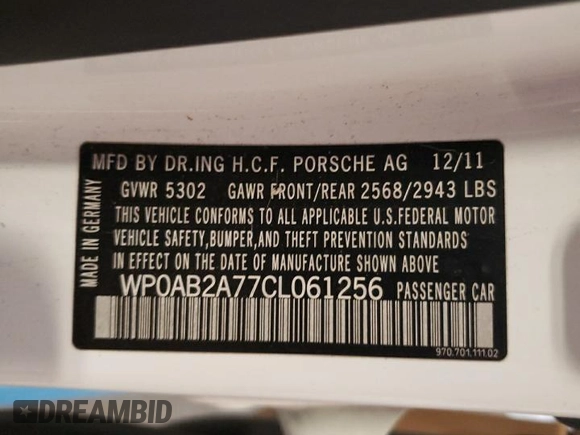 2012 Porsche Panamera S z VIN WP0AB2A77CL061256, wystawiony jako Copart lot #59347725 z przebiegiem 135 710 mil mil oraz Szkody całkowita. Historia ofert i sprzedaży dostępna na DreamBid. Obrazek 12.