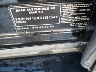 2008 Saab 9-3 Aero z VIN YS3FH41UX81131544, wystawiony jako Copart lot #86124784 z przebiegiem 153 668 mil mil oraz Szkoda całkowita • Salvage title. Historia ofert i sprzedaży dostępna na DreamBid. Obrazek 12.