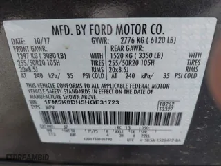 2017 Ford Explorer XLT with VIN 1FM5K8DH5HGE31723, listed as a IAAI auction lot 41661136 with 85,263 mi miles. Bid and sale history available at carsss.com. Image 9.