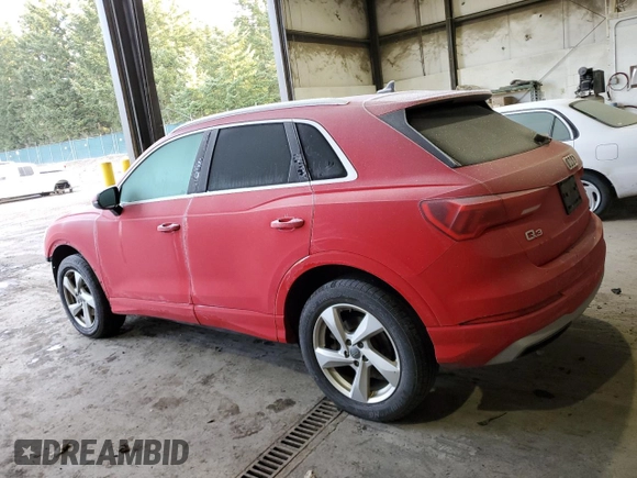 2020 Audi Q3 Premium with VIN WA1AECF34L1032807, listed as a Copart auction lot 70575942 with 52,473 mi miles. Bid and sale history available at carsss.com. Image 2.