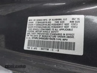 2016 Honda Odyssey EX-L with VIN 5FNRL5H66GB019426, listed as a IAAI auction lot 41939019 with 156,226 mi miles and . Bid and sale history available at DreamBid. Image 9.