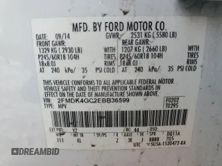 2014 Ford Edge SE with VIN 2FMDK4GC2EBB36599, listed as a Copart auction lot 47185375 with 248,626 mi miles and Clean title. Bid and sale history available at DreamBid. Image 13.