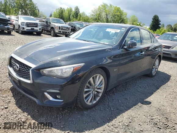 2018 Infiniti Q50 Luxe z VIN JN1EV7AR4JM440636, wystawiony jako Copart lot #57833505 z przebiegiem 112 754 mil mil oraz Czysty tytuł • Clean title. Historia ofert i sprzedaży dostępna na DreamBid. Obrazek 1.