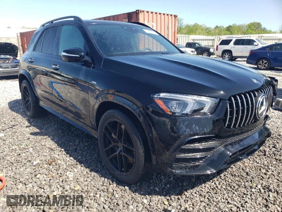 2021 Mercedes-Benz GLE 53 AMG with VIN 4JGFB6BB7MA573253, listed as a Copart auction lot 52195945 with 32,301 mi miles and Salvage title. Bid and sale history available at DreamBid. Image 4.