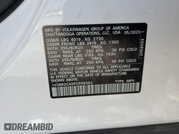 2023 Volkswagen Atlas SEL z VIN 1V2BR2CA5PC558352, wystawiony jako Copart lot #48626945 z przebiegiem 63 232 mil mil oraz Szkoda całkowita • Salvage title. Historia ofert i sprzedaży dostępna na DreamBid. Obrazek 15.