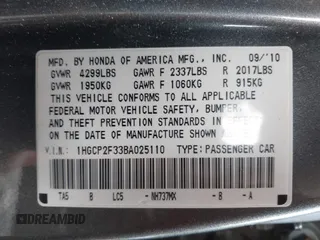 2011 Honda Accord LX z VIN 1HGCP2F33BA025110, wystawiony jako IAAI lot #42342122 z przebiegiem 149 462 mil mil oraz . Historia ofert i sprzedaży dostępna na DreamBid. Obrazek 9.