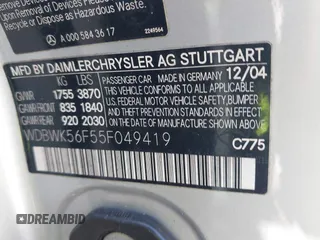 2005 Mercedes-Benz SLK 230/320 z VIN WDBWK56F55F049419, wystawiony jako IAAI lot #42258163 z przebiegiem 36 803 mil mil oraz . Historia ofert i sprzedaży dostępna na DreamBid. Obrazek 9.