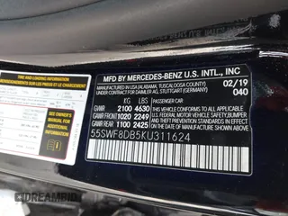 2019 Mercedes-Benz C 300 with VIN 55SWF8DB5KU311624, listed as a IAAI auction lot 41913152 with 75,656 mi miles and . Bid and sale history available at DreamBid. Image 9.