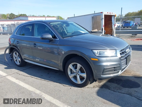 2020 Audi Q5 Premium with VIN WA1ANAFY2L2067095, listed as a IAAI auction lot 41929682 with 56,780 mi miles and . Bid and sale history available at DreamBid. Image 1.