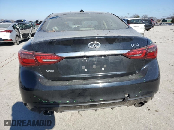 2018 Infiniti Q50 3.0t SPORT with VIN JN1EV7AR2JM435600, listed as a Copart auction lot 87513085 with 77,304 mi miles and Salvage Title. Bid and sale history available at carsss.com. Image 6.