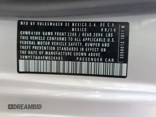 2015 Volkswagen GTI S с VIN 3VWYT7AU4FM026463, выставлен на аукционе Copart как лот 53518515 с пробегом 73 436 миль миль и Чистый • Clean title. История ставок и продаж доступна на DreamBid. Изображение 12.