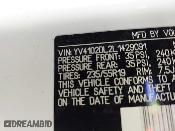 2020 Volvo XC60 Inscription z VIN YV4102DL2L1429091, wystawiony jako IAAI lot #41608817 z przebiegiem Nie podano mil oraz . Historia ofert i sprzedaży dostępna na DreamBid. Obrazek 9.