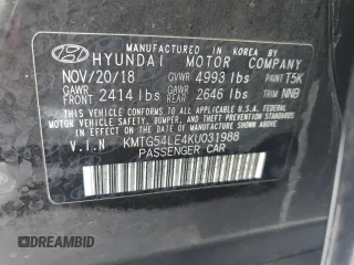 2019 Genesis G70 Advanced with VIN KMTG54LE4KU031988, listed as a Copart auction lot 41607395 with 59,321 mi miles and Non repairable. Bid and sale history available at DreamBid. Image 12.