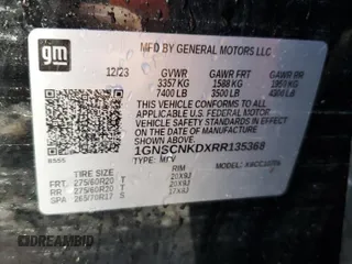 2024 Chevrolet Tahoe LT with VIN 1GNSCNKDXRR135368, listed as a Copart auction lot 80444054 with 14,437 mi miles and Non repairable. Bid and sale history available at DreamBid. Image 14.