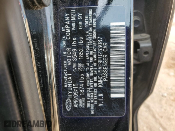 2015 Hyundai Accent Sport with VIN KMHCU5AE9FU233087, listed as a Copart auction lot 43356795 with 107,140 mi miles and Clean Title. Bid and sale history available at carsss.com. Image 12.