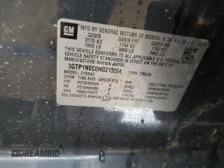 2017 GMC Sierra 1500 SLT with VIN 3GTP1NEC6HG213554, listed as a Copart auction lot 52436745 with 104,023 mi miles and Salvage title. Bid and sale history available at DreamBid. Image 12.