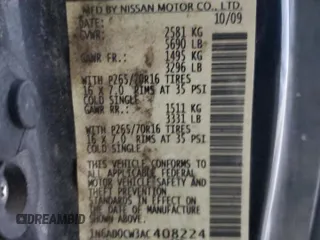 2010 Nissan Frontier SE z VIN 1N6AD0CW3AC408224, wystawiony jako Copart lot #49593205 z przebiegiem 232 879 mil mil oraz Czysty tytuł • Clean title. Historia ofert i sprzedaży dostępna na DreamBid. Obrazek 12.