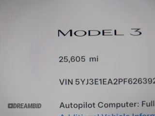 2023 Tesla Model 3 with VIN 5YJ3E1EA2PF626392, listed as a IAAI auction lot 42288413 with 25,605 mi miles and . Bid and sale history available at DreamBid. Image 15.
