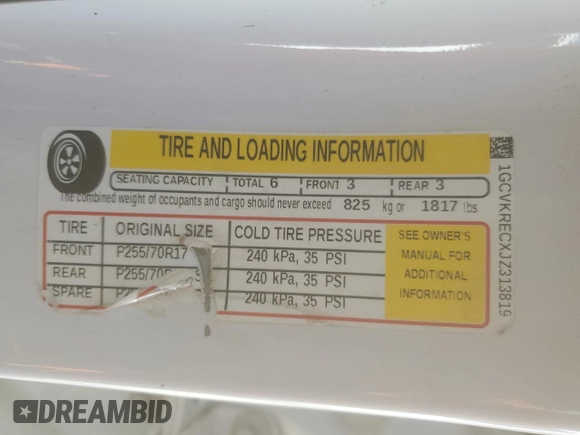 2018 Chevrolet Silverado 1500 LT with VIN 1GCVKRECXJZ313819, listed as a Copart auction lot 49056335 with 114,991 mi miles and Salvage Title. Bid and sale history available at DreamBid. Image 12.