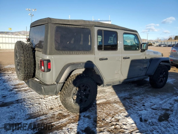2022 Jeep Wrangler Unlimited Willys Sport with VIN 1C4HJXDN6NW142016, listed as a Copart auction lot 41885135 with 54,638 mi miles and Salvage Title. Bid and sale history available at DreamBid. Image 3.