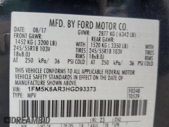 2017 Ford Police Interceptor Utility with VIN 1FM5K8AR3HGD93373, listed as a Copart auction lot 64998215 with 57,314 mi miles and Salvage title. Bid and sale history available at DreamBid. Image 13.