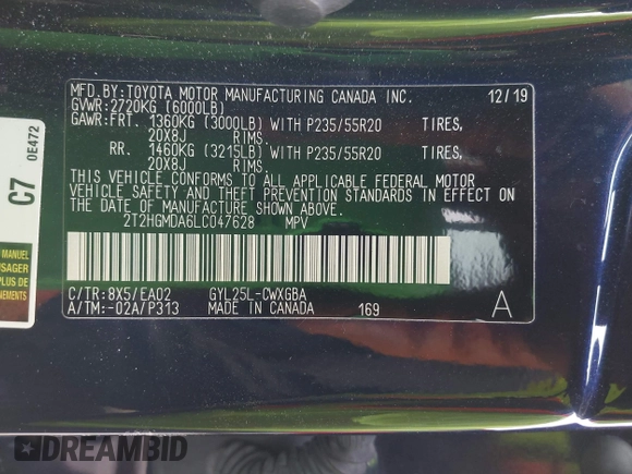2020 Lexus RX 450h с VIN 2T2HGMDA6LC047628, выставлен на аукционе IAAI как лот 41932960 с пробегом 26 807 миль миль и . История ставок и продаж доступна на DreamBid. Изображение 9.