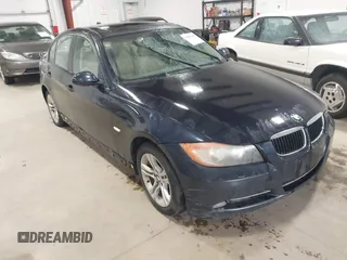 2008 BMW 3 Series 328xi with VIN WBAVC93518K037807, listed as a IAAI auction lot 42203483 with 161,491 mi miles. Bid and sale history available at carsss.com. Image 1.