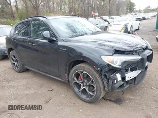 2023 Alfa Romeo Stelvio Ti z VIN ZASPAKBN6P7D49639, wystawiony jako IAAI lot #42079892 z przebiegiem 38 727 mil mil oraz . Historia ofert i sprzedaży dostępna na DreamBid. Obrazek 1.